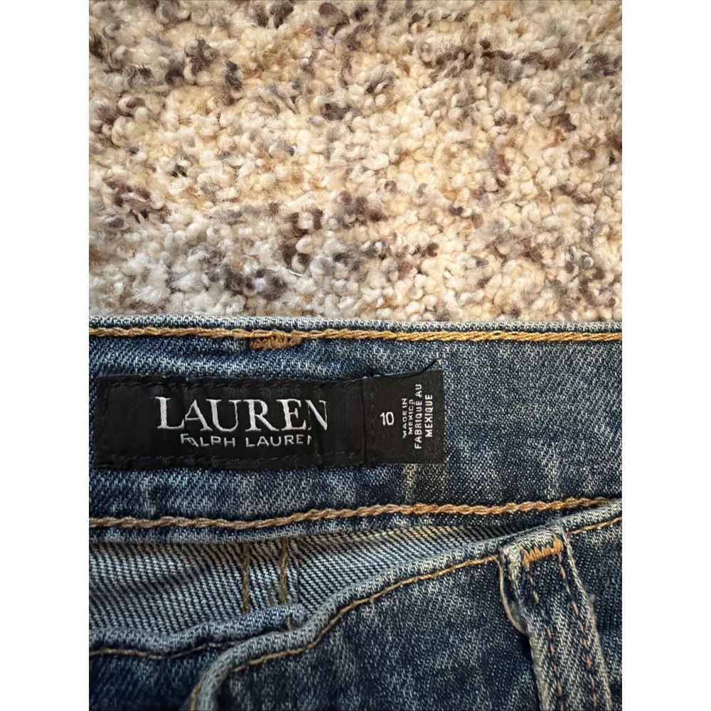 Polo Ralph Lauren Women's Patchwork Blue Jeans Size 10 High Rise Med Wash Ankle - Picture 3 of 10
